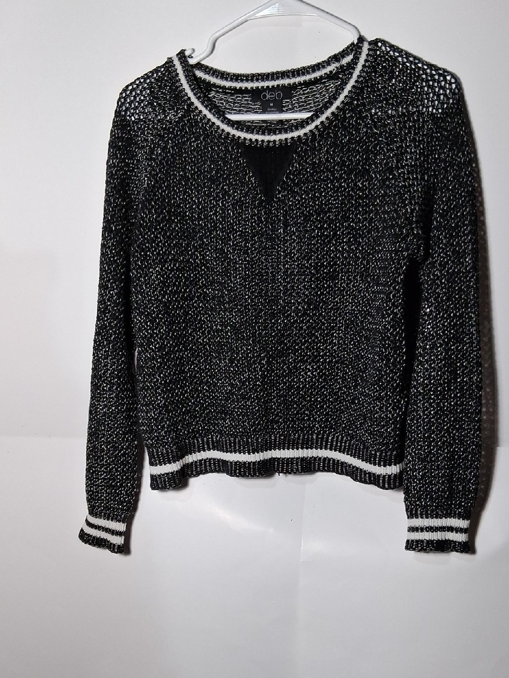 Deb Black & White Marled Crewneck Sweater